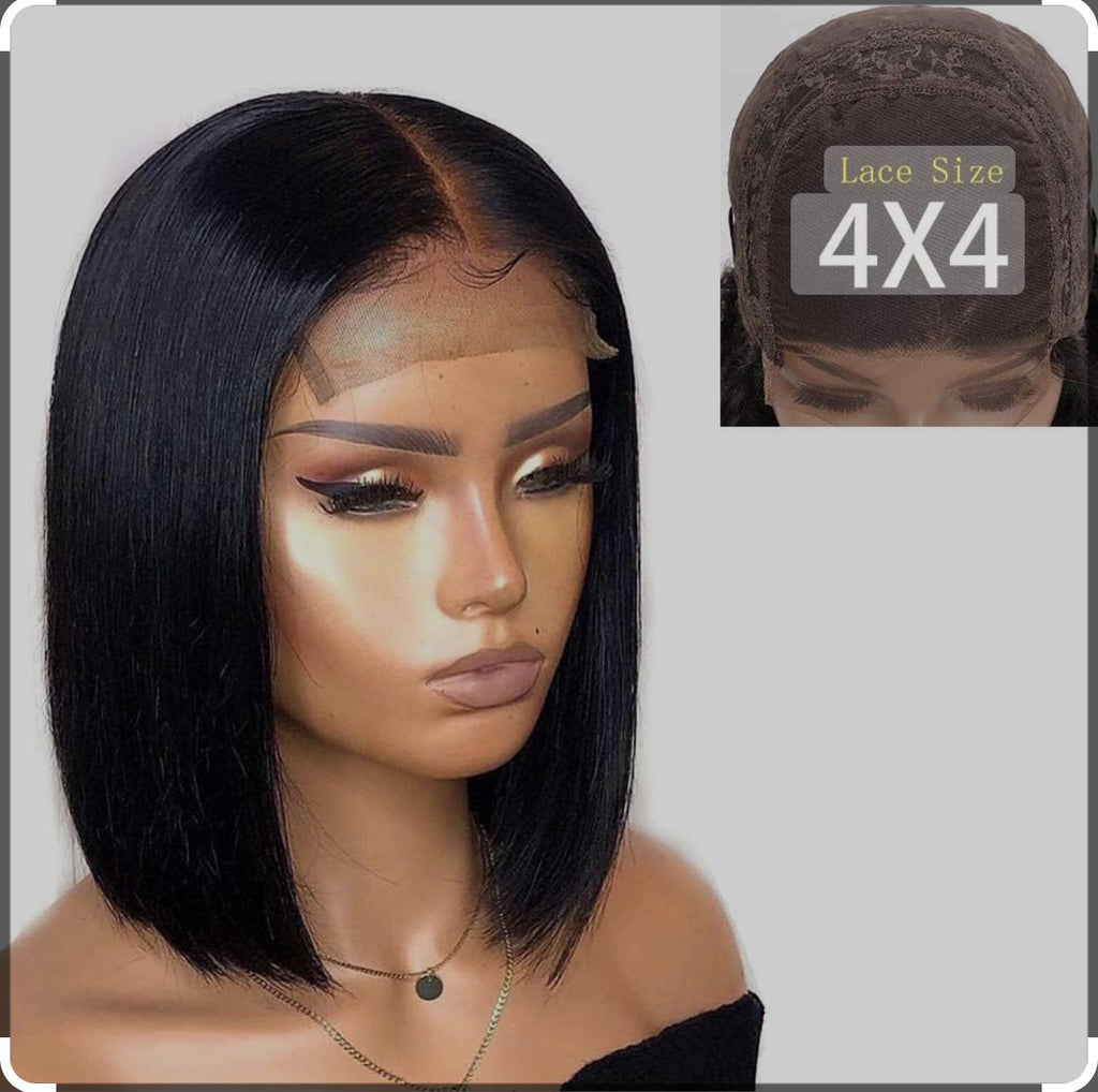 Perruque  lisse Virgin closure 4x4  transparents HD taille S M L XL